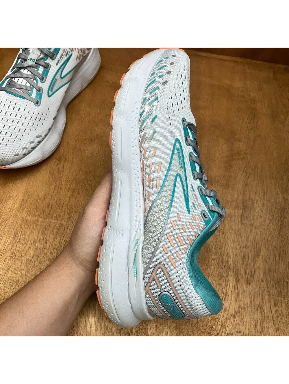 Brooks Glycerin 20 Running Shoes Womens 11.5 Oyster Latigo Bay Coral 1203691B061